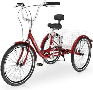 Slsy Adult Tricycles 7 Speed, Adult Trikes 20/24/26 inch 3 Wheel Bikes, Three-Wheeled Bicycles Cruise Trike with Shopping Basket for Seniors, Women, Men