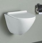 Nexa Bathware Ceramic wallhung closet/Commode Wall Mount/Wall Hung Western Toilet/Commode/Water Closet/EWC/WC/P Trap Outlet is from Wall with Soft Close Seat Cover(14X20X15 INCHES) ROB