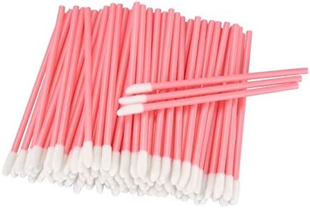 100 Piezas Cepillos Labios, Pinceles de Lápiz Labial, Cepillo de Lápiz Labial, Aplicador Varitas de Brillo Labial de Cepillo de Labios - Rosa