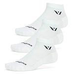 Swiftwick - PERFORMANCE ONE (3 Pairs) Running & Golf Socks, Lightweight Cushion (White, Medium)