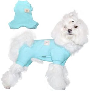 TONY HOBY Dog Pajamas, Dog Jumpsuits, 4 Legged Dogs Pajamas with Thermal, Cotton Pet Clothes for Small Medium Dogs (Light Blue, XL)