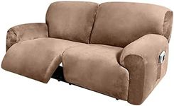 GCCSSBXF Recliner Sofa Covers 75-100 Extra Wide - Set of 6 Velvet Stretch Reclining Sofa Covers with Side Pockets - 2 Seat Sofa Covers