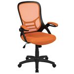 Flash Furniture High Back Orange Mesh Ergonomic Swivel Office Chair with Black Frame and Flip-up Arms