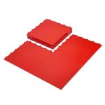 Hockey Revolution High Durability Colored Dryland Flooring Tiles - Slick Interlocking Training Surface for Stickhandling, Shooting, Passing (9.4 Sq Ft (8 Tiles) Red)