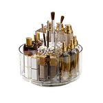 Taiuloo 360 Rotating Makeup Organizer, Lazy Susan Turntable Cosmetics Storage Tray, Spinning Makeup Brush Holder Organizer Case for Vanity, Brushes, Lipsticks, Perfumes, Skincare, Clear