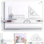 eSynic A3 Drawing Board Set, A3 Multifunction Drafting Table Adjustable Measuring System Angle Parallel Motion Drawing Board with Protractor, Paper Locator, Sliding Ruler, Anti Slip Support Leg