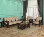 NATRAJ ART & CRAFT Sheesham Wood 5 Seater Sofa Set for Living Room Wooden Sofa Set for Living Room Furniture (3+1+1, Walnut Finish), 4- to 5-Person Sofa