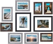 Vittanly Picture Frames Set of 10, Picture Frames Collage Wall Decor with Two 8x10, Four 5x7, and Four 4x6 Photo Frames, Gallery Wall Frame Set for Wall or Tabletop Display, Black&Brown&Grey