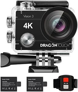 Dragon Touch 4K Action Camera 20MP Vision 3 Underwater Waterproof Camera 170° Wide Angle WiFi Sports Cam with Remote 2 Batteries and Mounting Accessories Kit