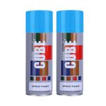 Cube Blue Spray Paint | 2 X 400 mL | for Metal, Plastic, Wood, Car & Bike | Fast Drying, Brilliant Finish, No CFCs, Interior & Exterior Use
