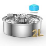 OYES Stainless Steel Cat Water Fountain - 2.0L/67Oz Automatic Circulating Pet Fountain With Ultra-Quiet Pump, Led Light - Dishwasher Safe For Cats And Puppies