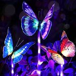 Butterfly Solar Garden Lights Outdoor,3 Pack LED Solar Butterfly Lights Waterproof Multi-Color Changing Garden Lights Fiber Optic Butterfly Outdoor Decoration Lightings for Lawn Yard Path Walkway