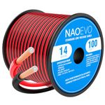 NAOEVO 14 Gauge Wire 100FT, 2 Conductors Electrical Wire Red Black Cable, Flexible/Low Voltage/PVC 14 AWG Copper Clad Aluminum Extension Cord for Speaker Wire, LED Wire, Automotive Wire 12V/24V DC