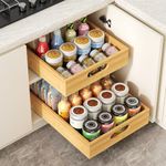 JELMOK 1PCS Pull Out Cabinet Organizer, Bamboo Wood Pull Out Drawers for Kitchen Cabinets - Heavy Duty Sliding Drawers Fixed with Adhesive Nano Film,Slide out Drawers (42CM D x 30CM W x 7CM H)