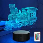 Lampeez 3D Steam Train Lamp Night Light 3D Illusion lamp for Kids, 16 Colors Changing with Remote, Kids Bedroom Decor as Xmas Holiday Birthday Gifts for Boys Girls Nursery Decor Lighting