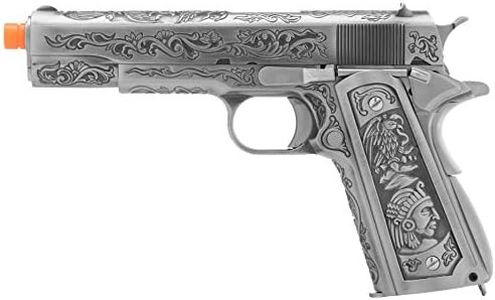 We-Tech WE Full Metal Airsoft Gas Blowback Floral Pattern Pistol 1911 Silver