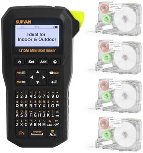 SUPVAN G15M Mini Portable Label Maker Machine with 4 Tapes, Rechargeable 1200mAh Battery Thermal Transfer Printer, Compatible with Multi-Type Label, Home, Garage, Office & Outdoor