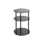 Convenience Concepts 157007B Midnight Classic Glass 3-Tier Round Table, Black Glass