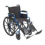 Drive Medical Blue Streak Lightweight Wheelchair with Elevating Leg Rests and Flip-Back Arms, Portable Folding Wheelchair for Adults and Seniors, 18 Inch Seat