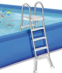 Stable Pool Ladder for Above Ground Pool, Thicken 304 Stainless Steel Above Ground Pool Ladders for Outdoor, 4 Steps Pool Steps Ladder, Capacity 550 Lb Heavy Duty Pool Stairs