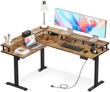 AODK Electric L Shaped Standing Desk, 59 Inch Height Adjustable Stand Up Desk with Power Outlets ＆ Full Monitor Stand, Reversible Corner Desk for Home Office ＆ Computer Workstation, Rustic Brown