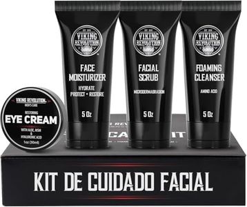 Viking Revolution Kit Cuidado de la Piel Hombres - Regalo Hombre Ideal: Incluye Crema Hidratante, Exfoliante Facial, Espuma Limpiadora (142g c/u) y Crema para los Ojos (29g).