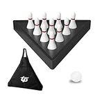 TORPSPORTS Set of 10 Hardwood Shuffleboard Bowling Pin Set-Pinsetter&Carry Bag