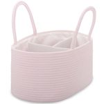 COMSE Large Nappy Caddy Organizer for Girl Boy, Baby Caddy, Car Diaper Caddy with Handles, Cotton Rope Diaper Basket, Baby Shower Gifts Newborn Essentials Registry Must Have, Light pink