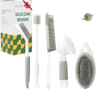 IZSOHHOME Silicone Brush Set for Kitchen,Dish Brush,Bottle Brush,Scrub Brush with Soap Dispenser,countertop Cleaning Brush,Kitchen Cleaning (5pack)