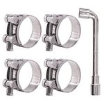 Glarks 4Pcs 44-47mm T-Bolt Hose Clamps 304 Stainless Steel Heavy Duty Ear Clamp Tube Clamp Adjustable Pipe Clamps for 1.7''-1.9'' Dia Range Hose (44-47MM)