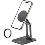 UGREEN Magsafe Phone Stand Magnetic Desk Standby Holder 360° Rotating Adjustable Foldable Portable Travel Mount Aluminum Compatible for iPhone 16 Pro Max 15 Plus 14 13 12,Galaxy S24 Ultra,Pixel(Black)