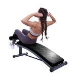 Finer Form Sit Up Bench with Reverse Crunch Handle for Ab Bench Exercises - Abdominal Exercise Equipment with 3 Adjustable Height Settings