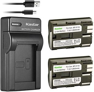 Kastar Battery X2 + Slim USB Charger Replacement for BP-511 BP-511A BP511, EOS 5D 10D 20D 30D 40D 50D Digital Rebel 1D D60 300D D30 Kiss Powershot G5 Pro 1 G2 G3 G6 G1 Pro90 Optura 20, Grip BG-E2N