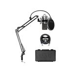 MXL 770 Cardioid Condenser Microphone for Piano, Guitar, String Instruments, and Vocal Recording (Silver) Bundle with Blucoil Boom Arm Plus Pop Filter, and 10-FT Balanced XLR Cable