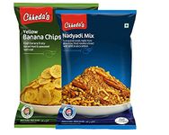 Chheda's - Yellow Banana Chips (300 Gm) and Nadyadi Mix (350) | Banana Wafers | Indian Namkeen | Tasty Snacks | Ready to Eat - Combo Pack