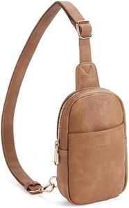 Telena Small Sling Bag for Women Leather Crossbody Fanny Packs Chest Bag for Women Camel Brown