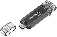 Vansuny 128GB USB C Flash Drive 2 in 1 OTG USB 3.0 + USB C Memory Stick with Keychain Dual Type C USB Thumb Drive Photo Stick Jump Drive for Android Smartphone, Computers, MacBook, Tablets, PC