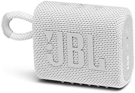 JBL GO 3 - Altavoz inalámbrico portátil con Bluetooth, resistente al agua y al polvo (IP67), hasta 5h de reproducción con sonido de alta fidelidad, blanco
