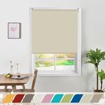 Deco Window 100% Blackout Roller Blinds for Windows (62 Inch W X 84 Inch H, Ivory) Sun, UV Protection & Glare Resistant for Home & Office