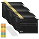 Suspension Files, MerryNine 15PCS Polypropylene Filing Cabinet Suspension Files with Tabs and Card Inserts for School Home Work Office Organization (Black, A4)