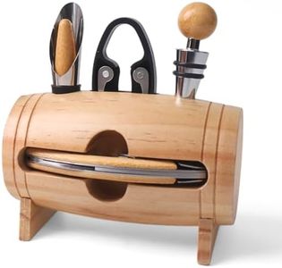 ZBPASL Set di Accessori da Vino a Forma di Barile,Accessori per Il Vino Include cavatappi,Tappo per Vino,versatore per Vino (Wood)