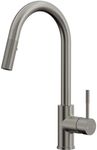 GRANDJOY Brushed Nickel High Arc Single Handle Kitchen Faucet with Pull Down Sprayer, 4-Function Stainless Steel Sink Faucet for Farmhouse Laundry RV Bar