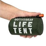 Go Time Gear Life Tent Emergency Survival Shelter – 2 Person Bivy Tent – Use As Survival Tent, Emergency Tent, Survival Bag, Survival Tarp, Bivy Sack - with Survival Whistle & 20FT Paracord (Green)