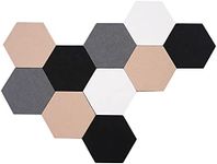 Afumazi 10Pcs Self Adhesive Felt Board Tiles Hexagon Bulletin Board for Walls, Felt Cork Pin Board for Pictures Photos Memos with Push Pins (Color A)