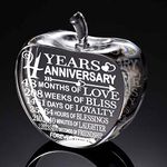 KATE POSH 4th Anniversary, 4th Wedding Anniversary Crystal Apple Fruit Paperweight, Traditional Fruit Anniversary for Boyfriend, Girlfriend, Husband, Wife or Couple