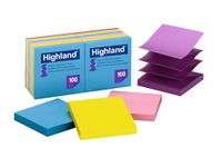 Highland Pop-up Notes, 3 x 3 Inches, Assorted Bright Colors, 12 Pack