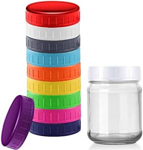 Mason Jar Lids, Wide Mouth Lid Canning Jar Lids Reusable Plastic Storage Caps for Mason Jars Colored Screw Caps with Silicone Gasket,10PCS