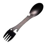 5 in 1 Sporks Stainless Steel Camping, Spoon Fork Knife Combo with Bottle Can Opener, Multifunctional Travel Utensil for Outdoor Backpacking, Hiking, Hunting, Fishing (Black)