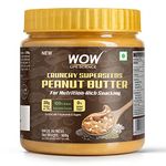 WOW Life Science - Peanut Butter with Super Seeds (Crunchy) - 500 gm | High Protein with 28g Protein per 100g | For Nutrition Rich Snacking - Weight Management, Muscle Building and Healthy Lifestyle