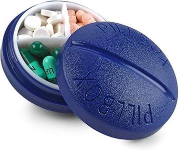 Pill Box Round for Travel - Mini Compact Portable 4 Compartment Pills Case Organizer, Vitamin and Medication Dispenser Holder for Up to 4 Times A Day, BPA Free Pill Reminder by MEDca …